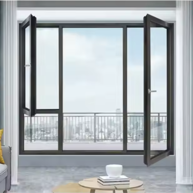 Modern Aluminum Swing Window Double Tempered Glass Hurricane Impact Resistant Custom Size Color Energy Efficient Secure Fixed