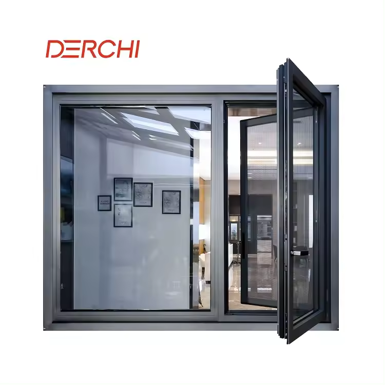 Custom Villa House Project Window And Door Thermal Break Insulated Window Soundproof Double Glazed Aluminum Casement Windows