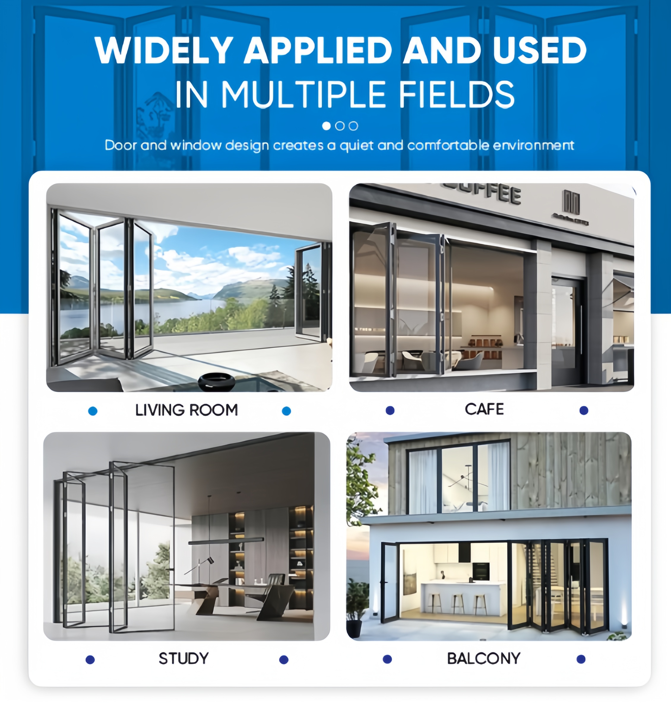 Aluminum Door 4 Panel Slim Frame Sliding Glass Door Thermal Break Profile Windproof for Balcony High Floor Project