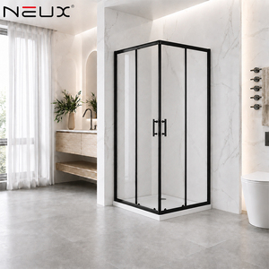 Black Aluminium Framed Corner Sliding Shower Cubicle