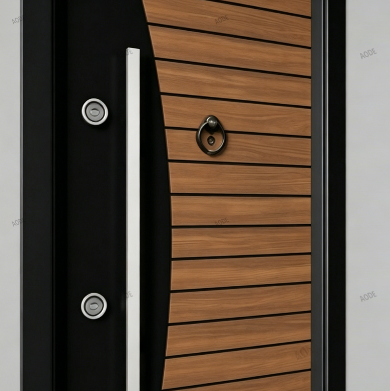 Cast Aluminum Finished Anti-Theft Modern Side Opening Entry Exterior Door For Apartment Hotel Villa &amp; Living Room Use AODE Brand