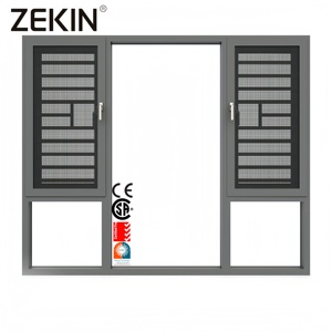 ZEKIN Modern Aluminum Alloy Casement Windows Multi Locking Burglar-Proof Tempered Louver CE Certified Magnetic Screen Energy