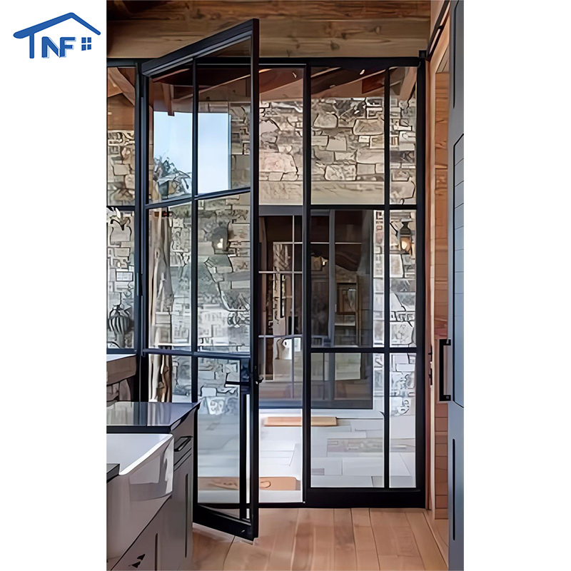 Residential Main Front Entry Aluminum Alloy Double Tempered Glass Manual Modern Security Door Windproof Finished