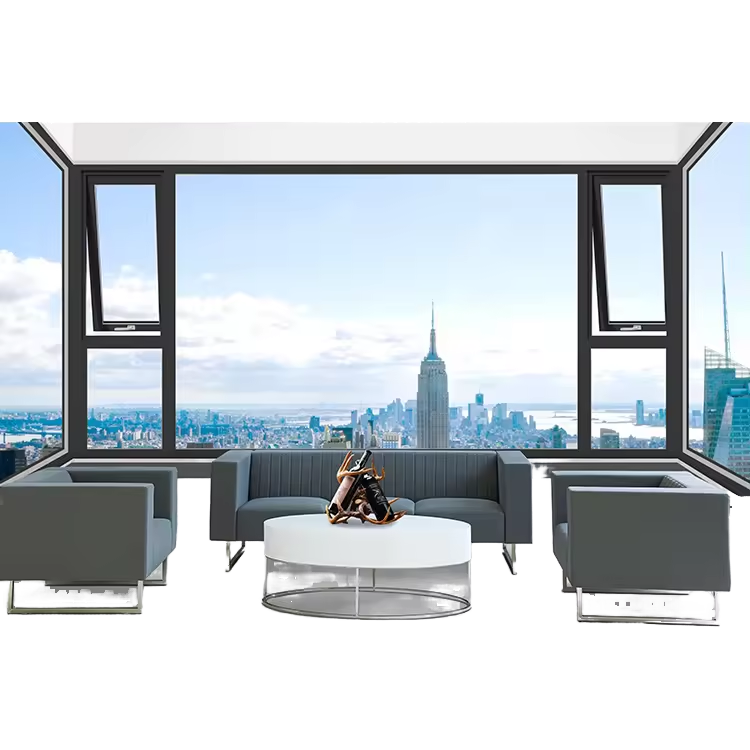 NFRC Modern Customized Aluminum Alloy Louver Awning Windows Low E Double Glazed Waterproof Soundproof Awning Window