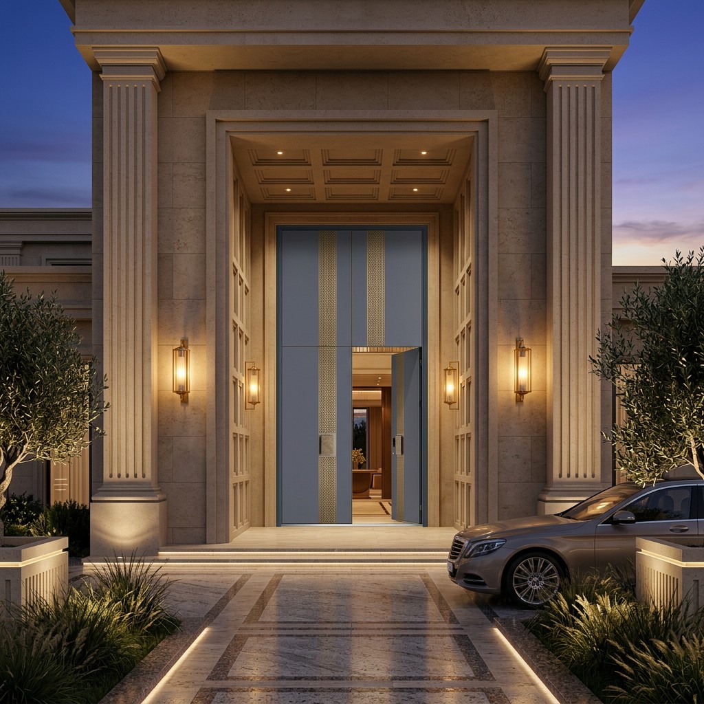 Frosted Glass Aluminum Alloy Double Door Modern Swing Entry for Villa Apartment Exterior Dark Gray Custom