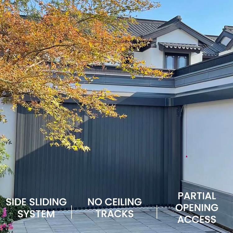 Hot Selling Quality Brown Durable Aluminum Alloy Corrosion Resistant Easy Clean Side Sliding Garage Door for Residential