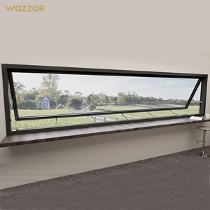 Wazzor Top-Out Awning Window Australia Standard Aluminum Glass Gas Strut Window Awning Type Building Material Awning Windows