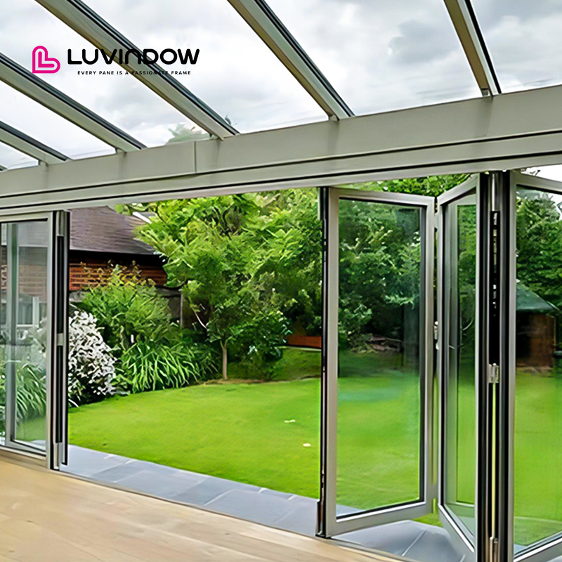 German Standard Aluminium Bifold Accordion Windows And Doors Exterior Entry Door