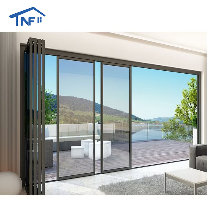 Custom Aluminium Exterior NFRC AS2047 Waterproof Double Low-e Glass Patio Bifold Sliding Swing Panoramic Doors For Home Garden