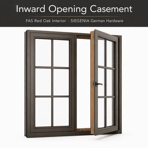 Custom 90mm Alu-Wood Composite H90 Burglar-Proof Double-Glazed Luxury Villa Residential Window Waterproof Noise Reduction Heat
