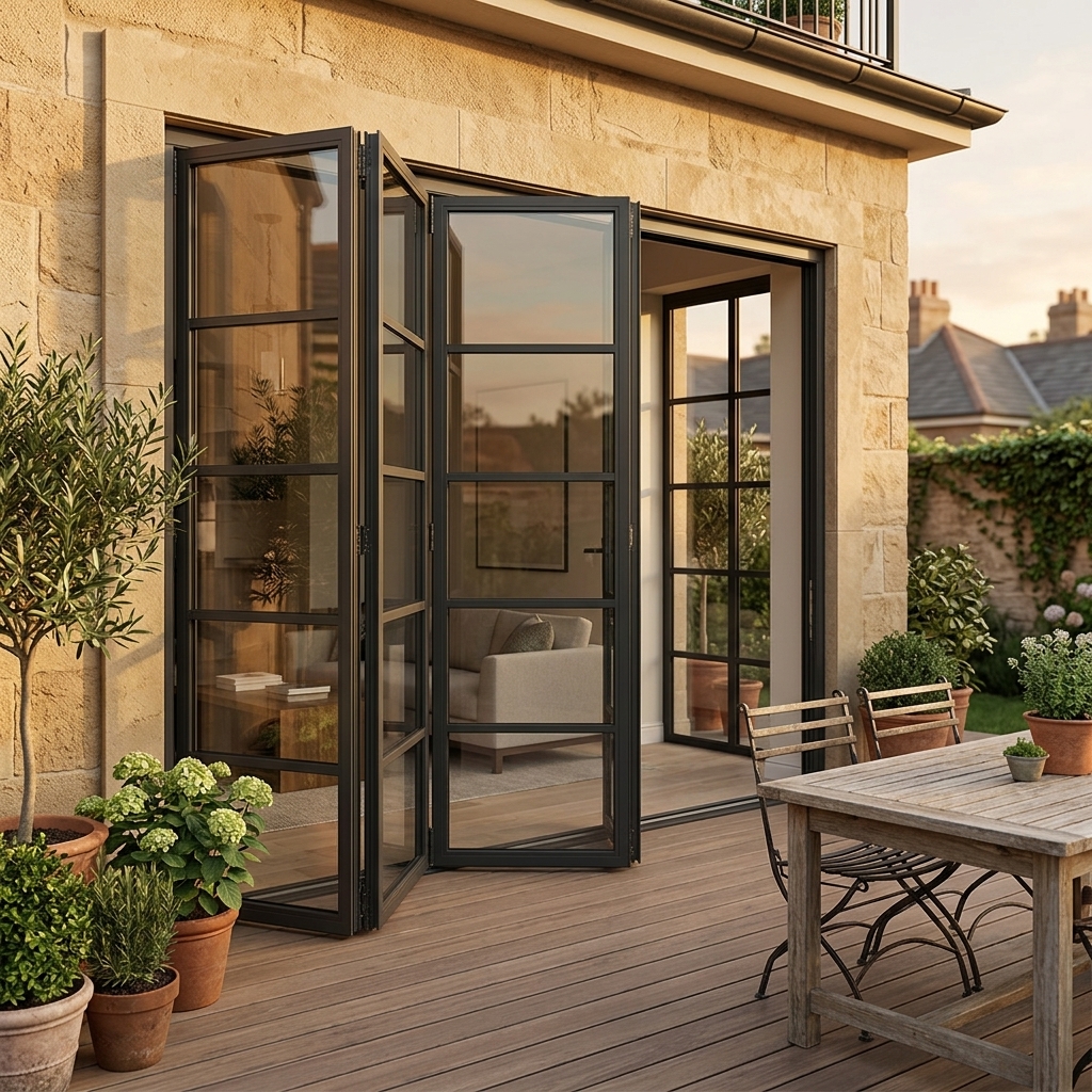 Customized Waterproof Aluminum Bifold Door Tempered Glass Folding Patio Doors Folding Patio Doors For Home
