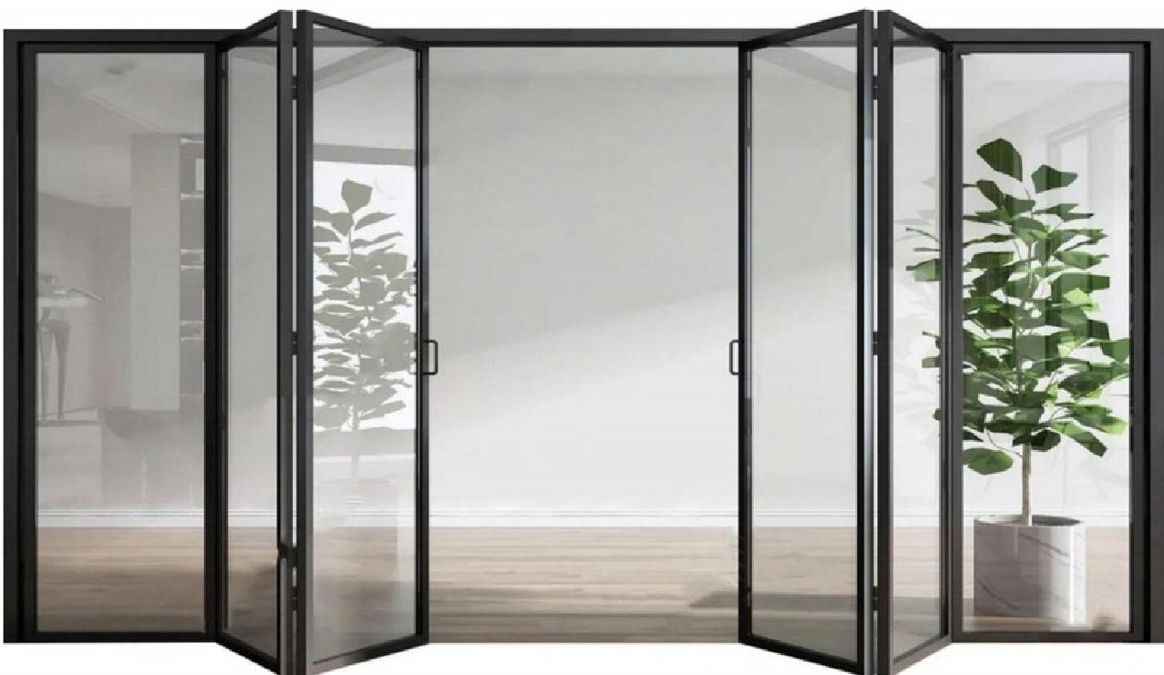 Professional Modern Bi-Fold Bathroom Door Aluminum Alloy Double Tempered Glass Waterproof Foldable for Bathroom and Living Room
