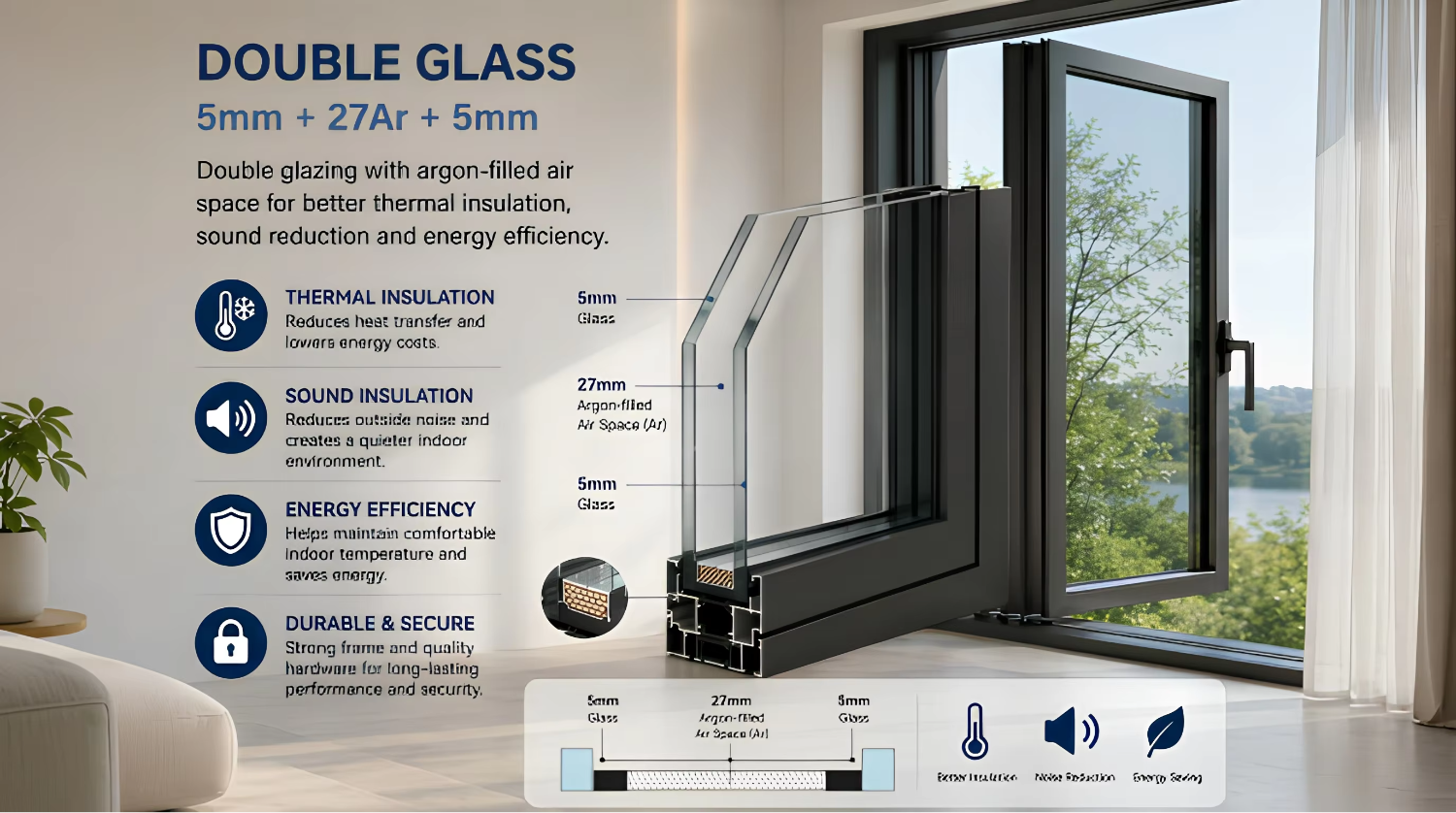 Thermal Break Tilt Turn Aluminum Windows with Double Glazed Glass, Aluminium Window Inward Opening for Houses Soundproof