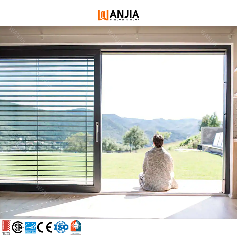 WANJIA NFRC CSA Certified Slide Lifting Design Sliding Doors Heat Insulation Frameless Aluminium Patio Sliding Doors
