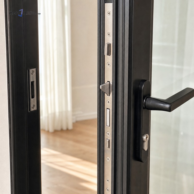 Aluminum Hinged Door Double Glazed Tempered Glass Waterproof Screen for House Front Entrance Building Residential