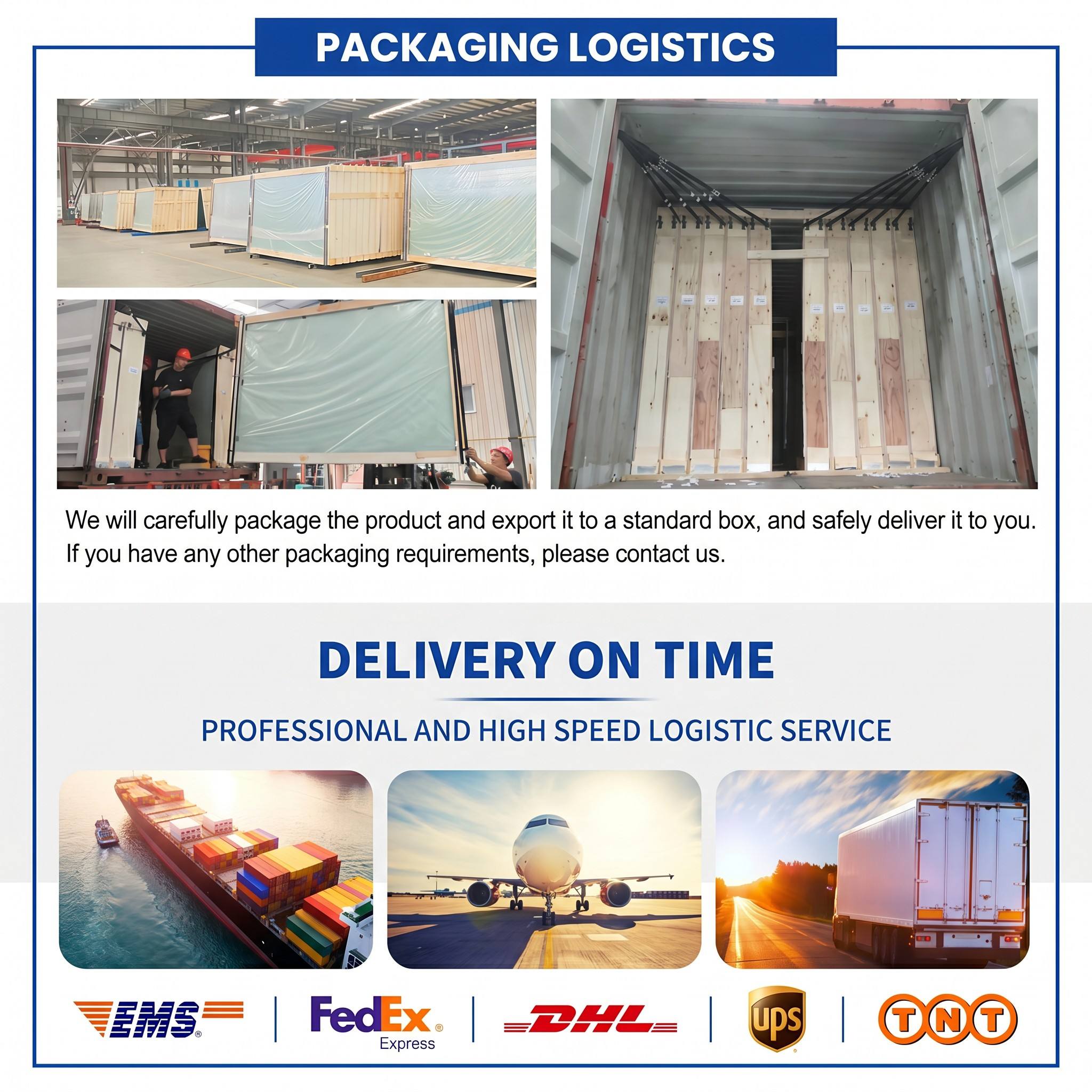 Packaging & Shipping Specifications - CE Certified Aluminum Clad Wood Entrance Door Double Glazed Low-E Glass Waterproof Exterior Front Entry for Villa
