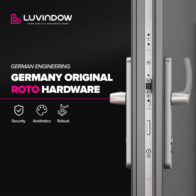 Luvindow High Quality French Double Panel Interior Aluminum Glass Front Door 10-Year Warranty