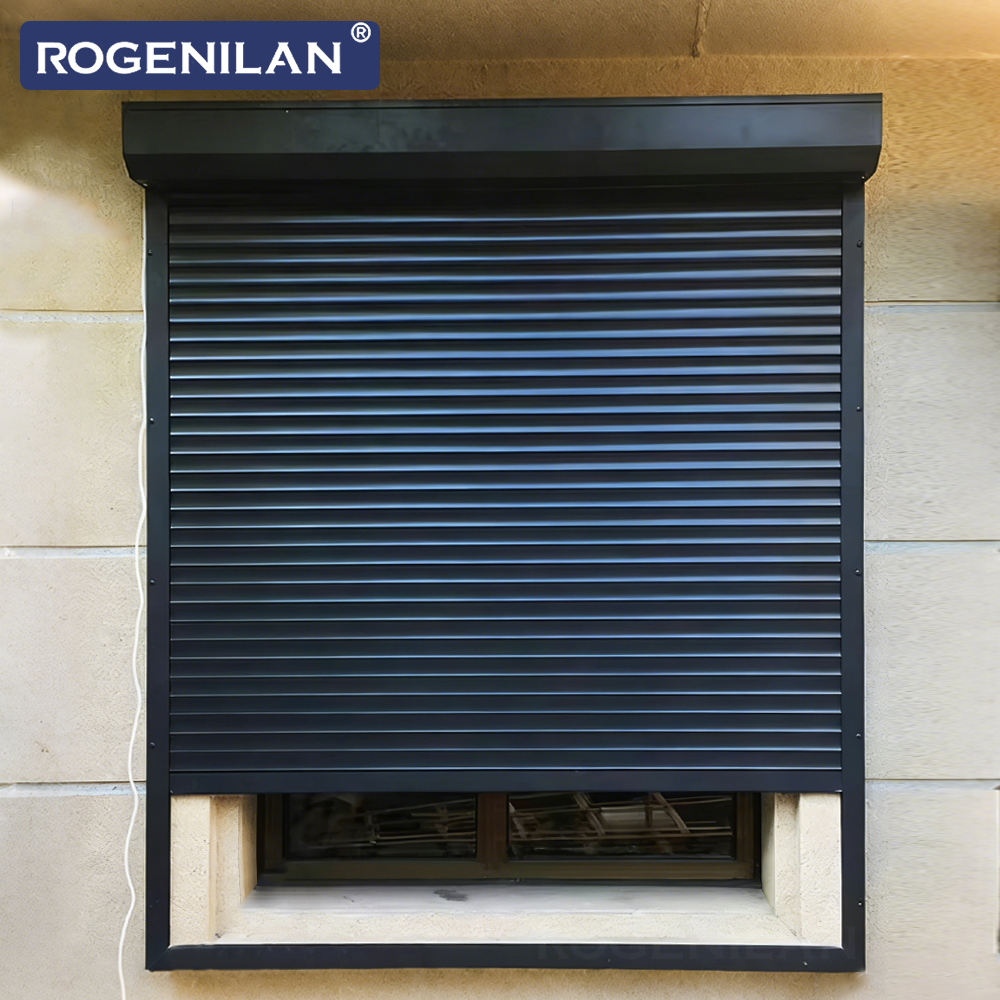 ROGENILAN Hurricane Impact Aluminum Security Rolling Windows Vertical Electric Roller Shutter Window for Exterior