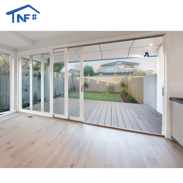 Custom Large Opening Panoramic Hurricane Impact Multi-Panel Aluminum Stacker Double Glazed Sliding Glass Doors with Fly Screen