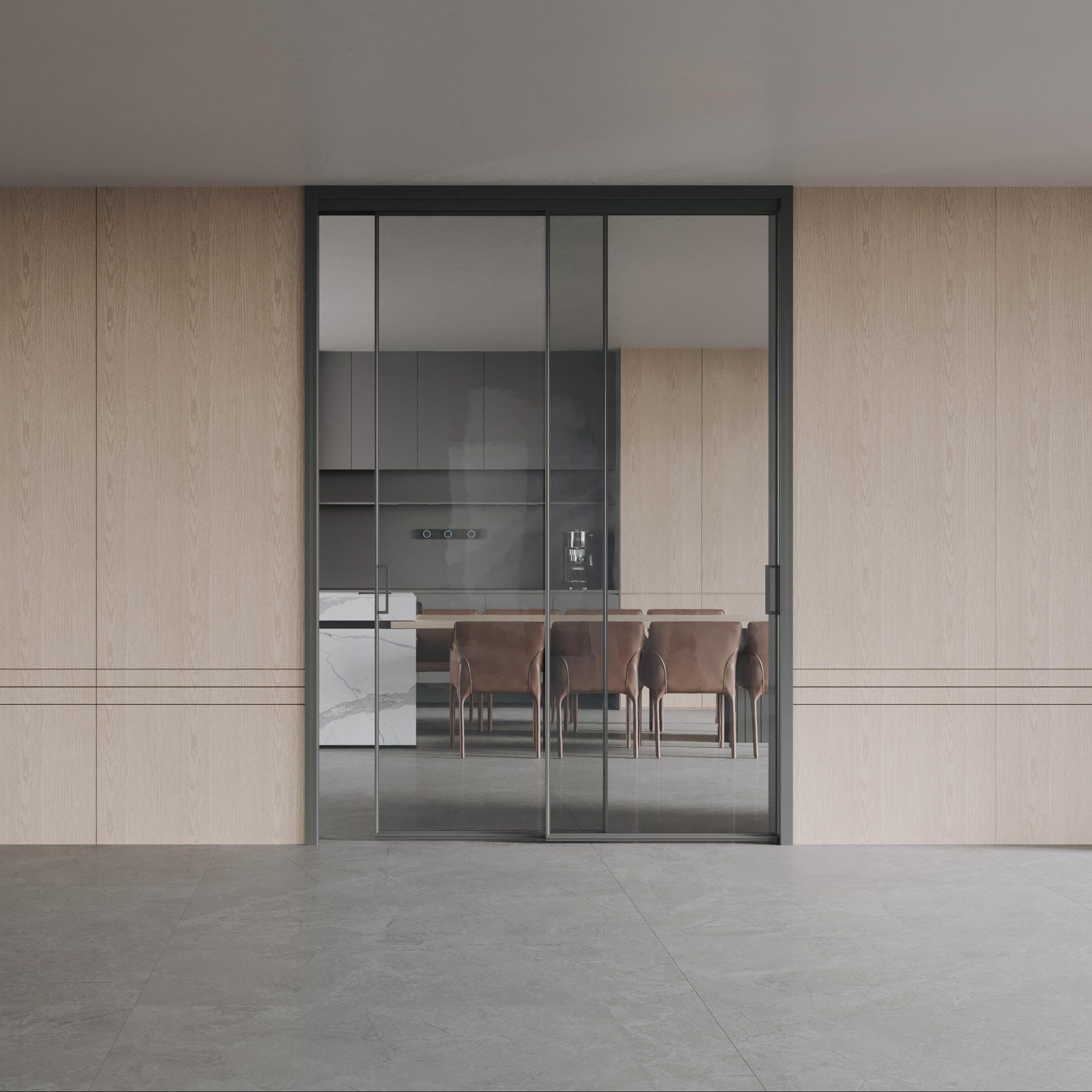 Modern Chinese Style Aluminum Sliding Door Aluminum Alloy Fiberglass Screen Netting Bathroom Living Room