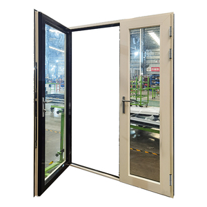 Black Exterior and White Interior Aluminium 10mm Tempered French Glass Casement Door
