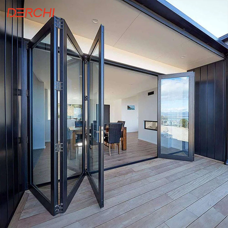 Aluminum Tempered Glass Bifold Doors Folding Sliding Door System