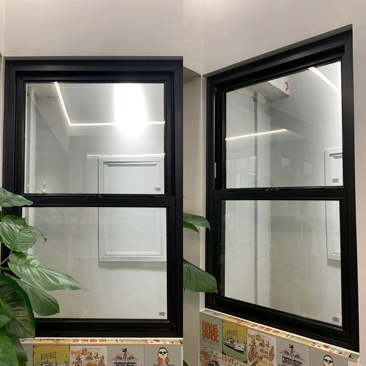Minimalist Aluminum Alloy French Door Interior Black Framed Glass Swing Windproof Doors For Villa Living Room