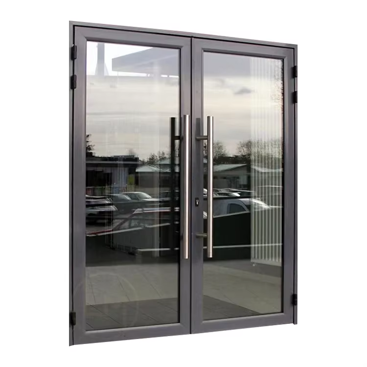 Modern Aluminum Alloy Glass Horizontal Sliding Door Graphic Design French-style Door Frame Black Apartment Interior Door