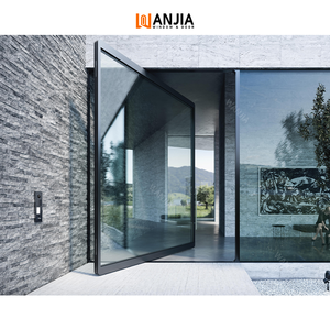 WANJIA Customized Glass Front Door Exterior Security Front Aluminum Door Main Entrance Villa Glass Pivot Doors