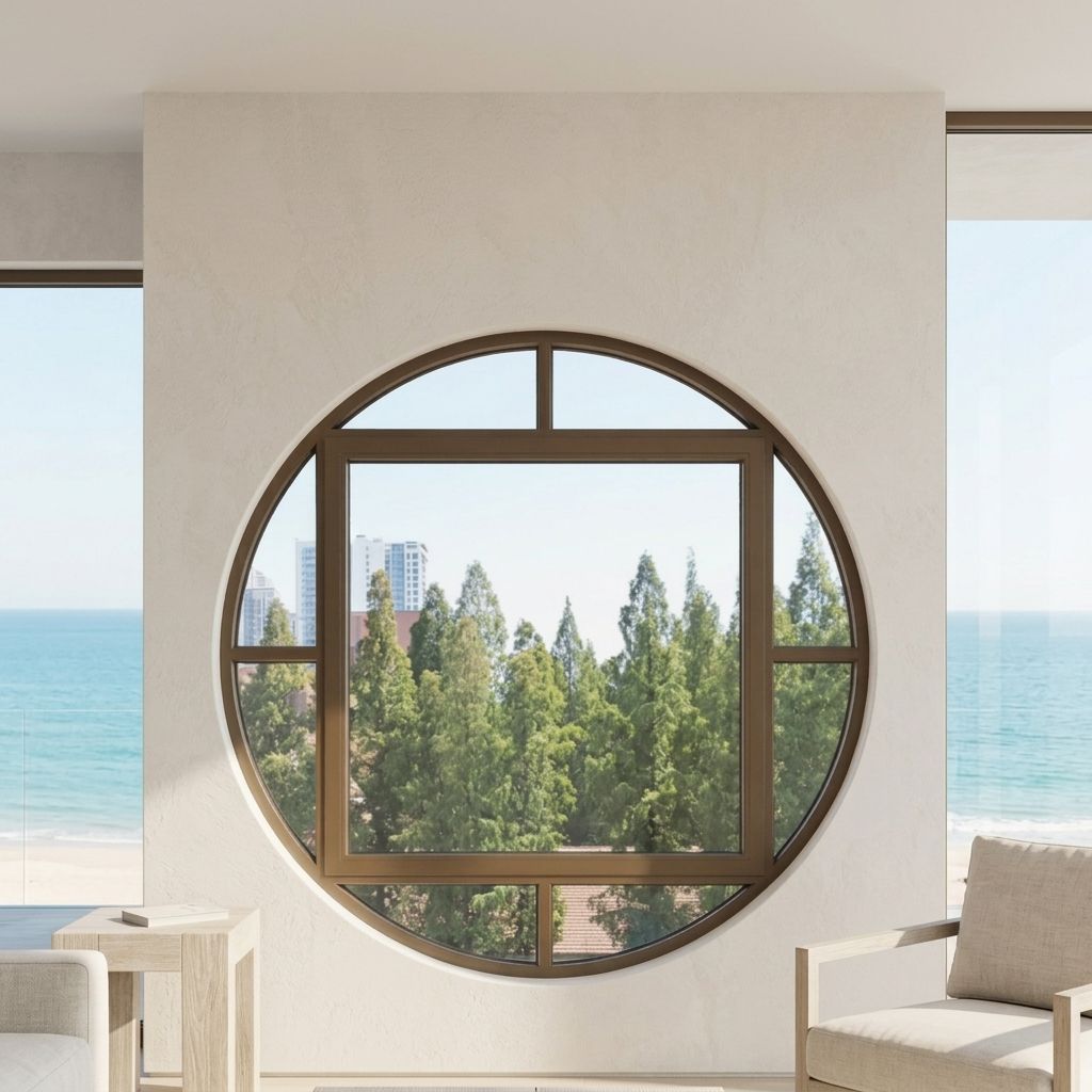 Hurricane Proof Aluminum Glass Arch Grille Grids Windows Interior Aluminum windows Villa Round Triangular Glazed Special Window