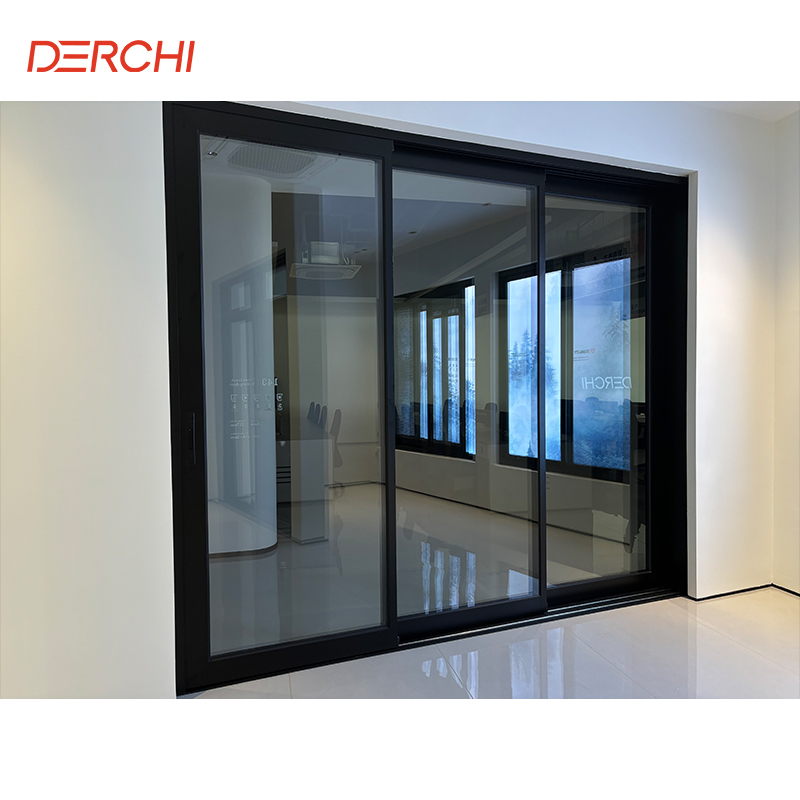 DERCHI Wholesale Price Modern Design Powder Coated Aluminium Frame Patio Door Aluminum Double Glass Pocket Hidden Sliding Doors