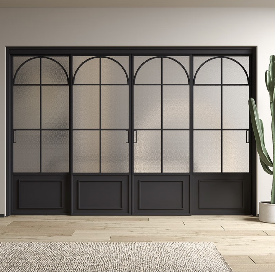 Modern French Design Glass Sliding Pocket Door With Aluminum Frame &amp; Hardware Kit Finished Surface for Mall Application
