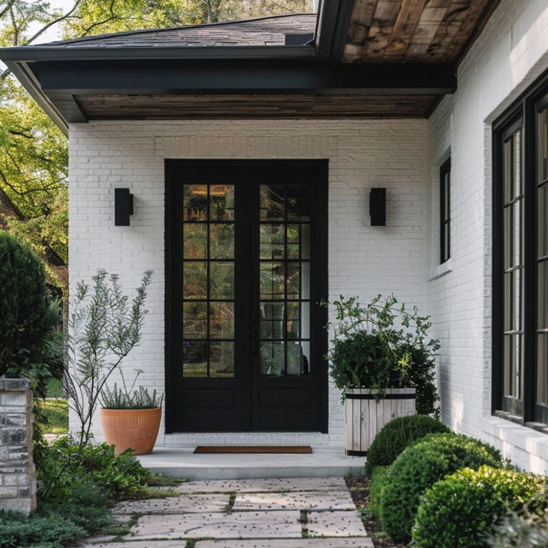Exterior Aluminum French Doors with Grid
