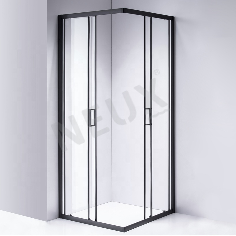 Modern Black Aluminium Framed Corner Cabin Shower Cubicle Sliding Door Shower Room
