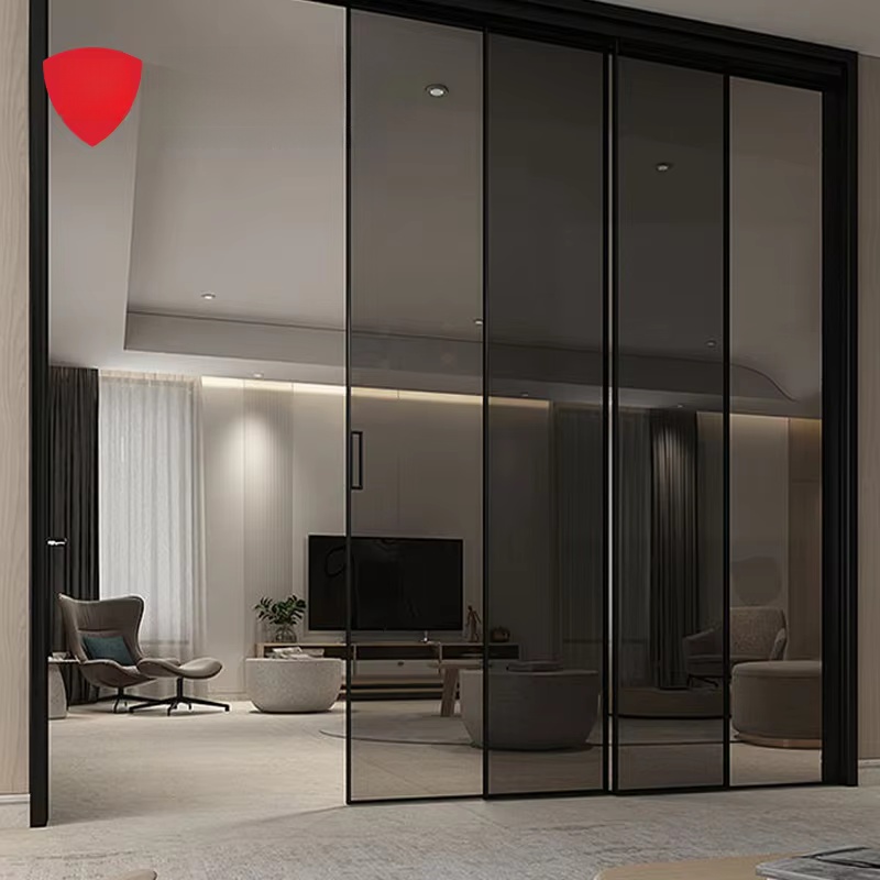 ZS Used In Office Buildings Interior Minimalist In-wall Sliding Doors Space Saving Aluminium Glass Sliding Doors