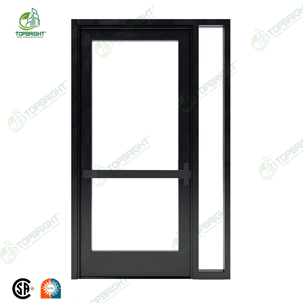 Topbright Modern Aluminum Frame Storefront Entry Door Double Glazed Glass Commercial Doors for Office Shop