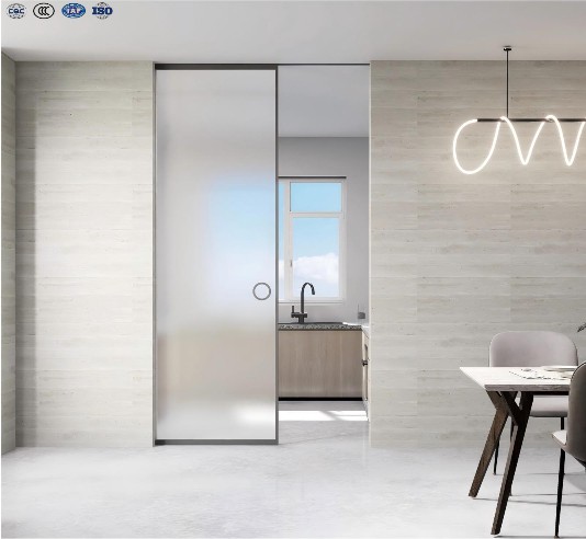 Modern Windproof Aluminum Sliding Door Waterproof Design Fiberglass Sound Insulation for Bathroom Kitchen Shower Room Wet/Dry