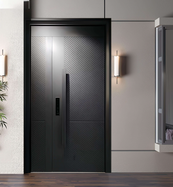 Luxury Villa Apartment Entry Anti-theft Aluminum Front Exterior Door Electric Side Opening Modern Design for Residential Use