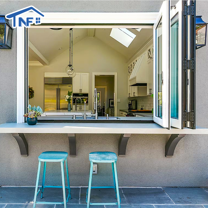 High Quality Aluminum Folding Windows Kitchen Double Glazed Modern Garden Kitchen Bifold Window