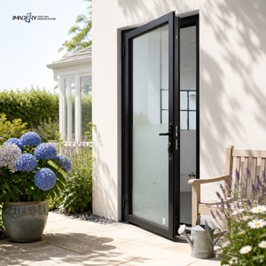 Aluminum Hinged Door Double Glazed Tempered Glass Waterproof Screen for House Front Entrance Building Residential