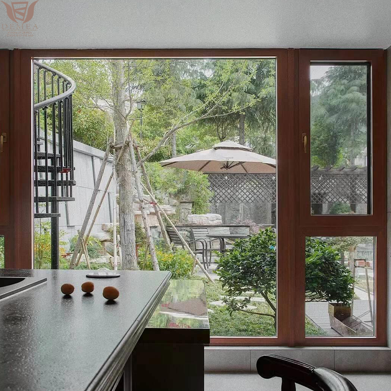 Custom House Window Replacement Project Solid Wood Interior Double Glazing Thermal Aluminum Clad Swing Soundproof Casement