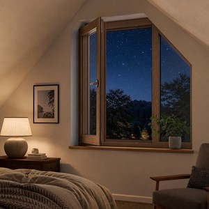 Wood Grain Finish Aluminum Swing Window (inner casement window/outer casement window) for Attic Bedroom