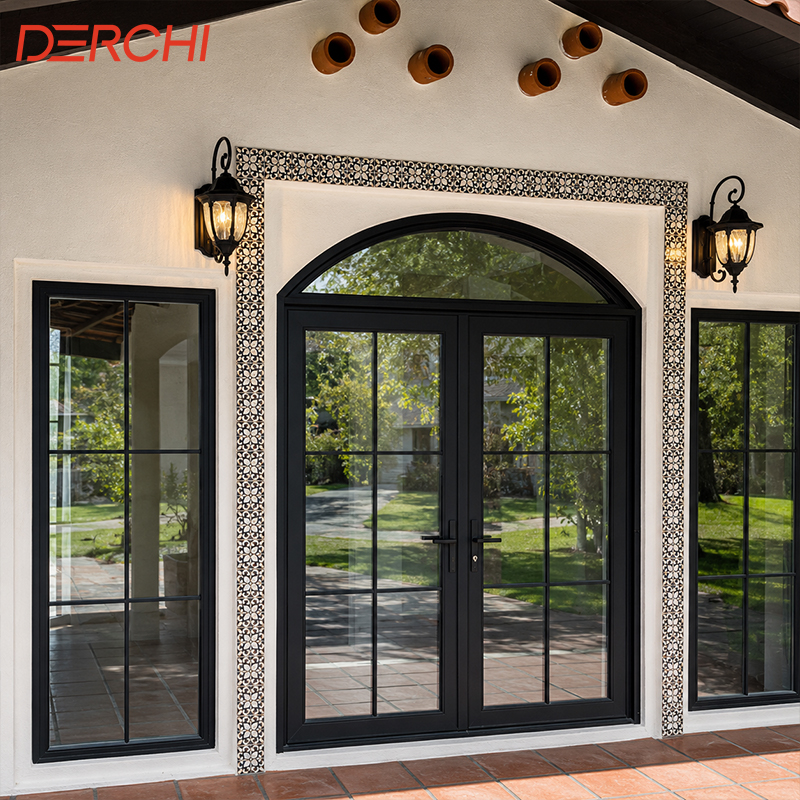 Waterproof Soundproof Aluminum French Door For Balcony Living Room And Villa Project