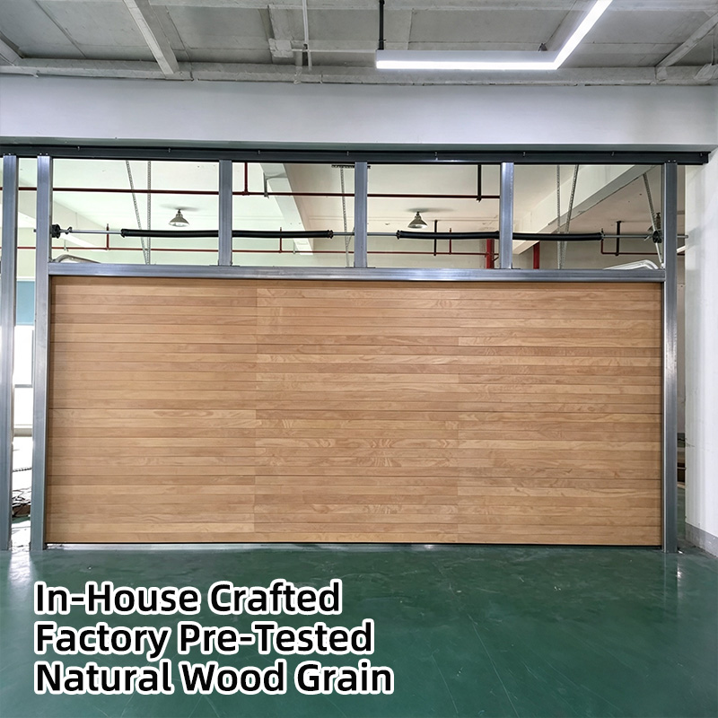Architectural Grade Real Wood-Clad Insulated Aluminum Panel Stable Structure Smooth Operation Noise Reduction Garage Doors