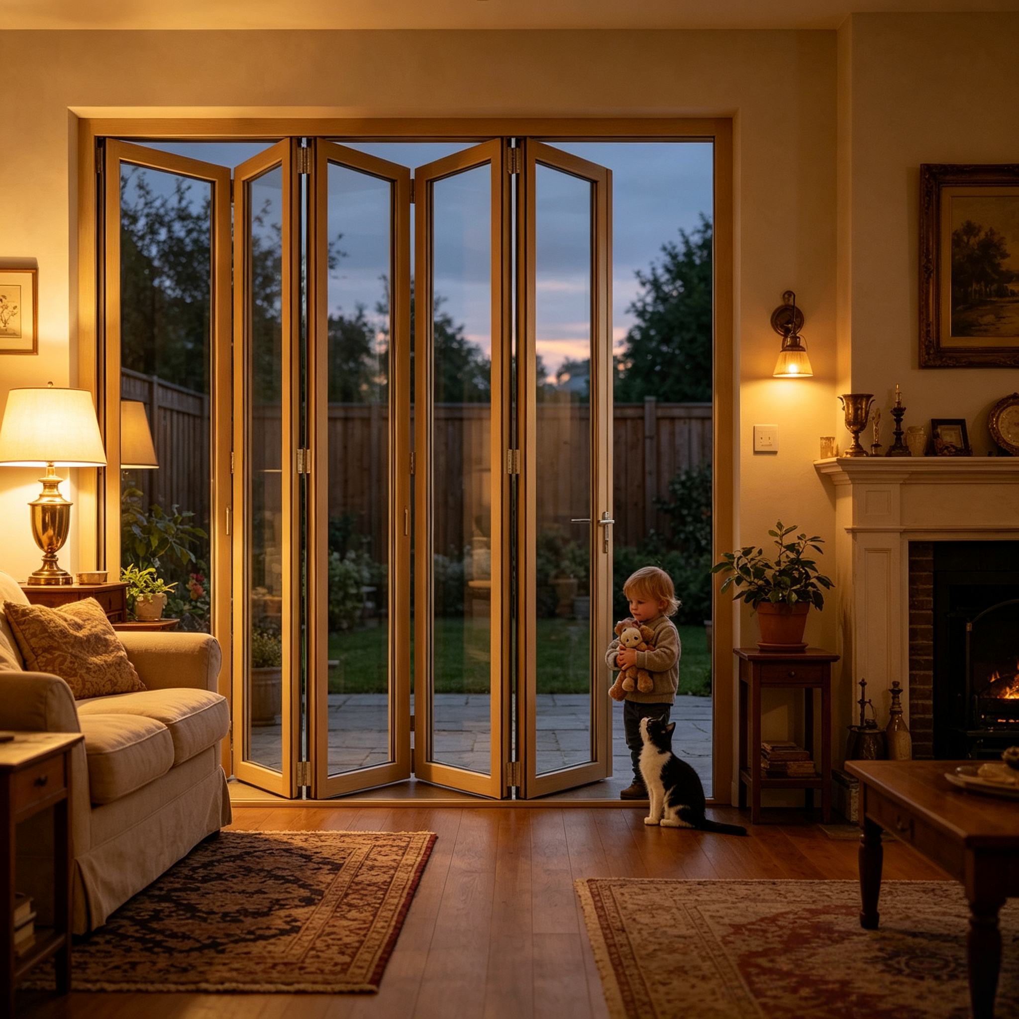 Heavy-Duty Aluminium Bifold Fold Door for Commercial &amp; Residential Spaces - Durable Bifold Partition with Safety Glass
