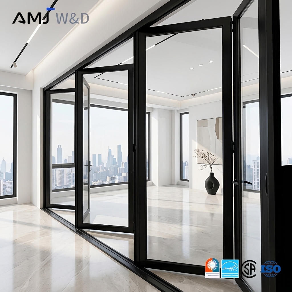 Factory Exterior Thermal Break Bi-Fold Accordion Aluminum Glass Patio Bi Folding Doors Accordion Door