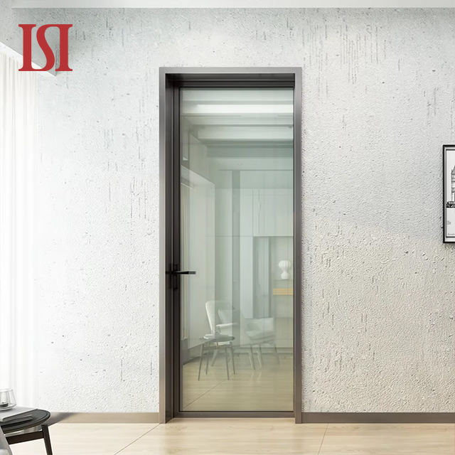 Top Brand Modern Single Swing Door Narrow Double Glazed Waterproof Aluminum Soundproof Bathroom Bedroom Villa Casement Door
