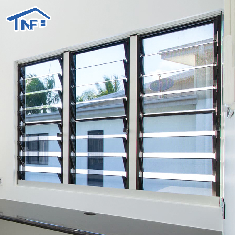 Latest Design Modern Style Vertical Aluminum Louver Window Double Tempered Glass EPDM Rubber Seal Stainless Steel 5-Year
