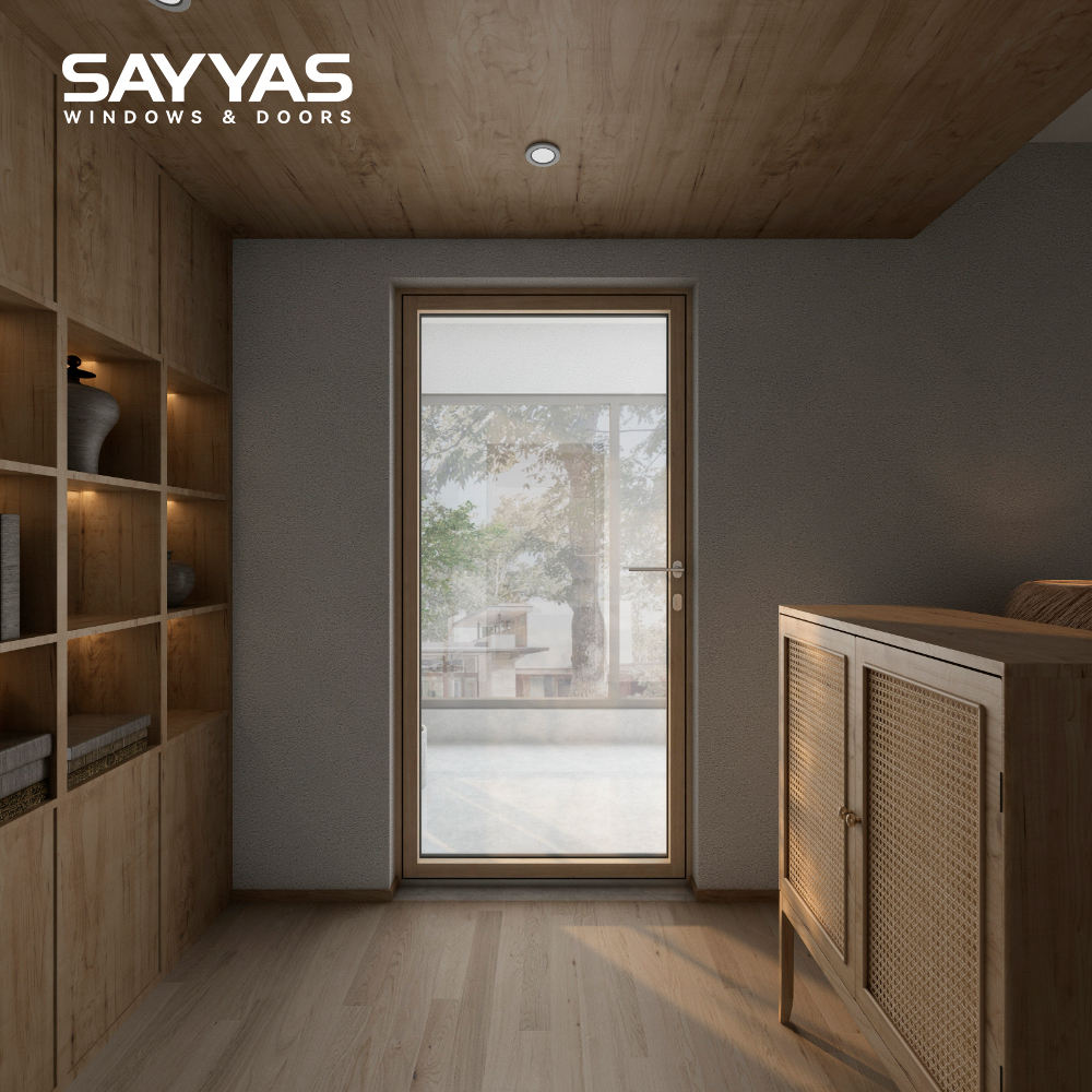 Sayyas A86slim Modern Aluminum Clad Wood French Doors Low-E Glass Energy Star Rated Sound Insulation 5-Year Supermarket Outdoor