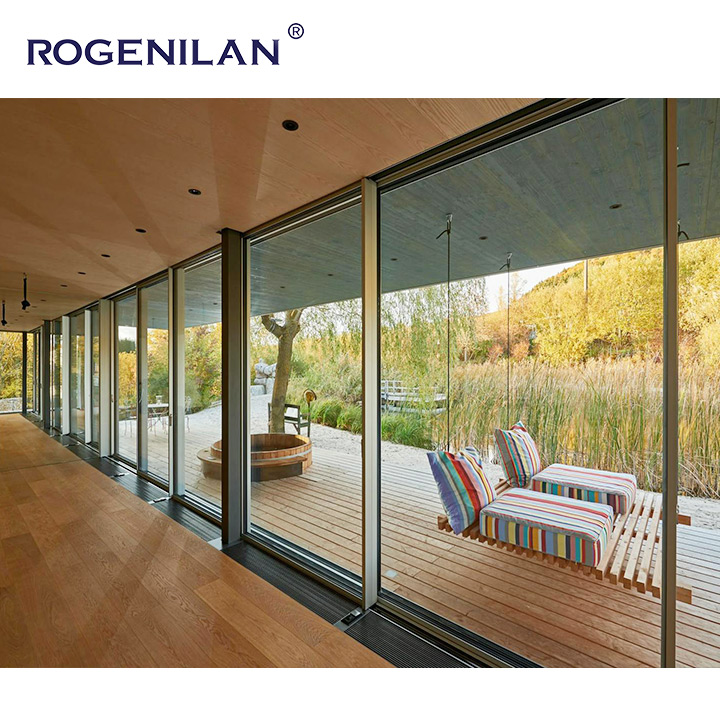 ROGENILAN Custom Aluminum Heavy Duty Double Glass Outdoor Patio Sliding Doors Thermal Break Lift and Slide Door for Houses